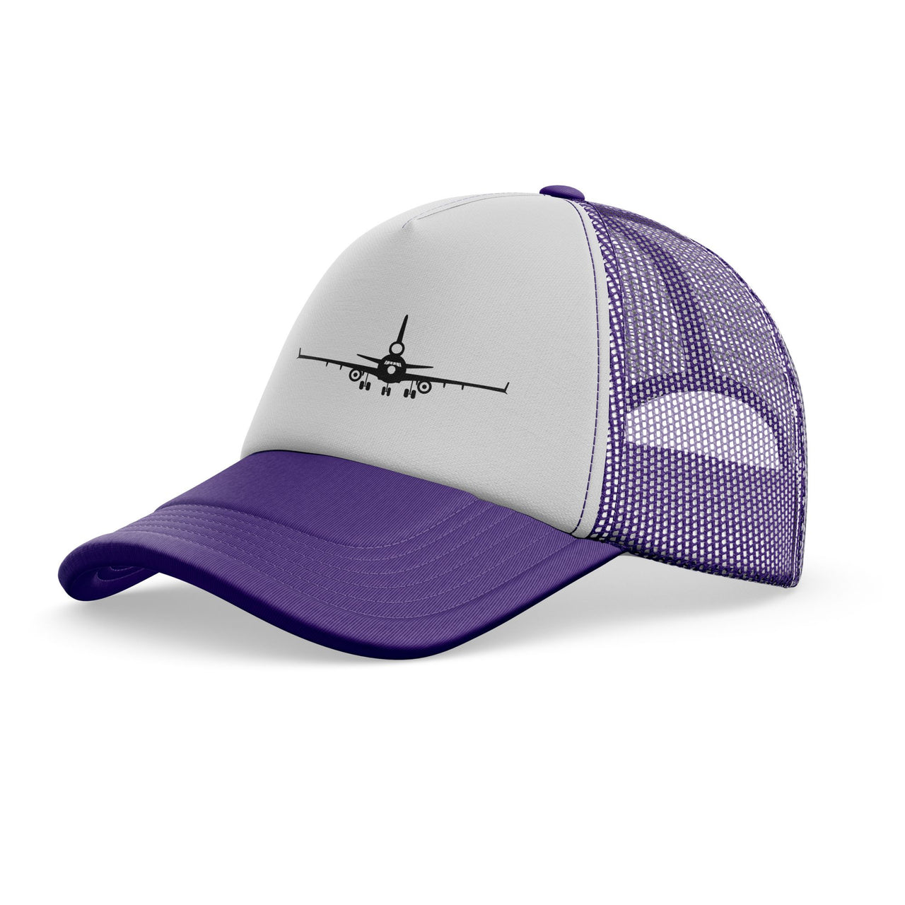 McDonnell Douglas MD-11 Silhouette Plane Designed Trucker Caps & Hats