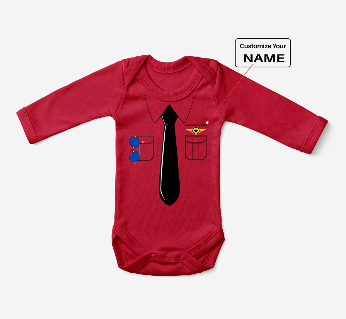 Customizable Pilot Uniform Designed Baby Bodysuits