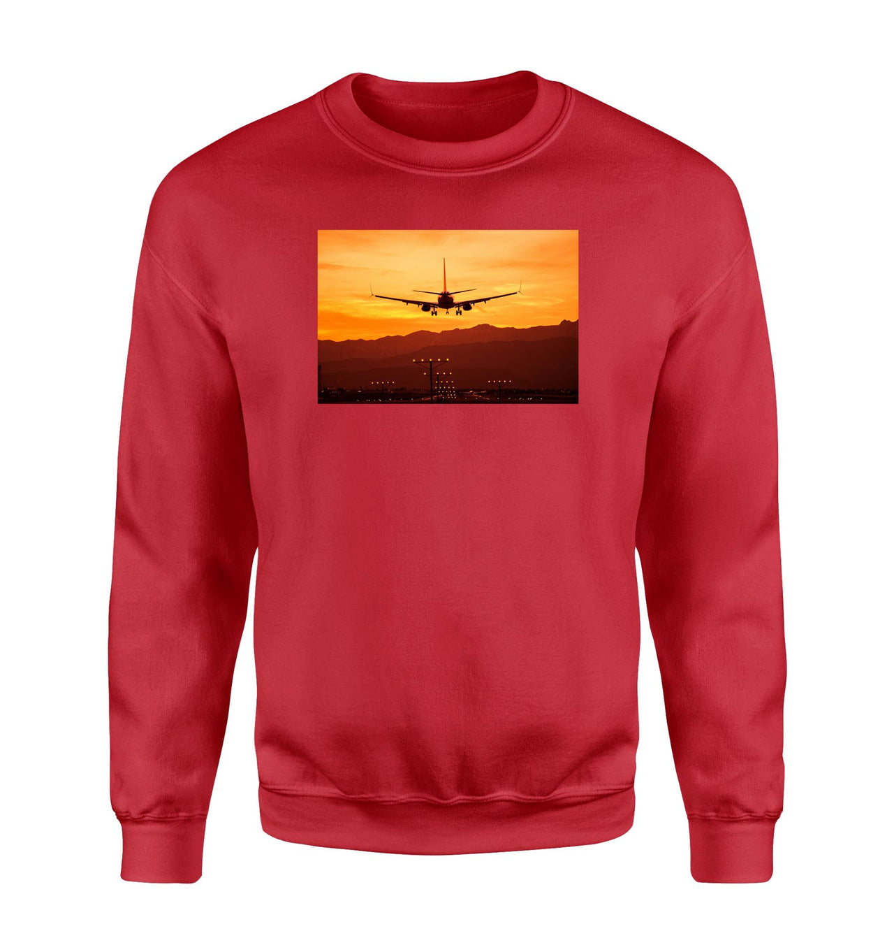 Landing Aircraft During Sunset Designed Sweatshirts