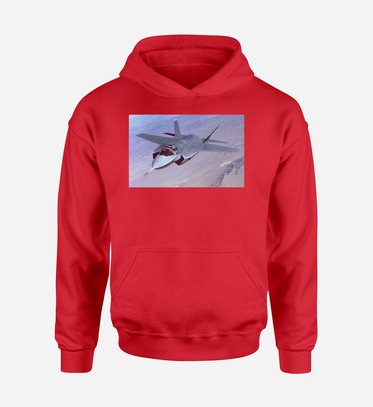 Fighting Falcon F35 Captured in the Air Designed Hoodies