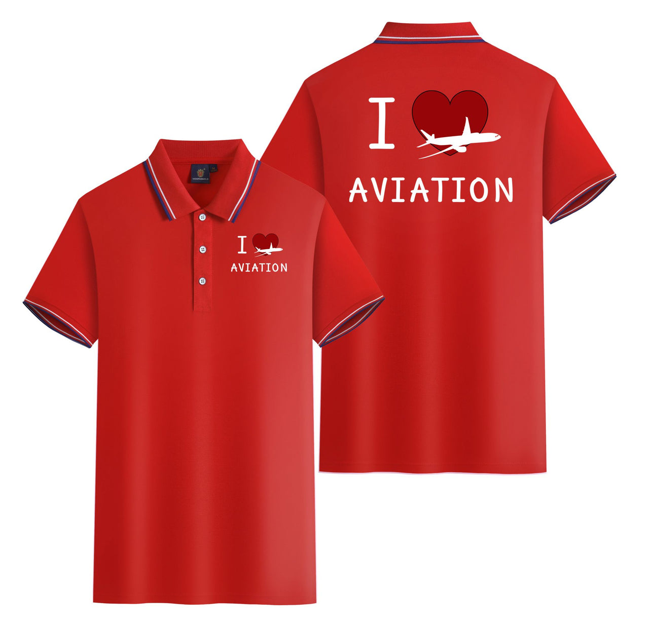 I Love Aviation Designed Stylish Polo T-Shirts (Double-Side)