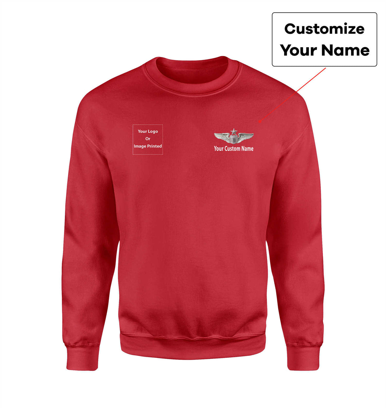 Side Your Custom Logos & Name (US Air Force & Star) Designed Sweatshirts