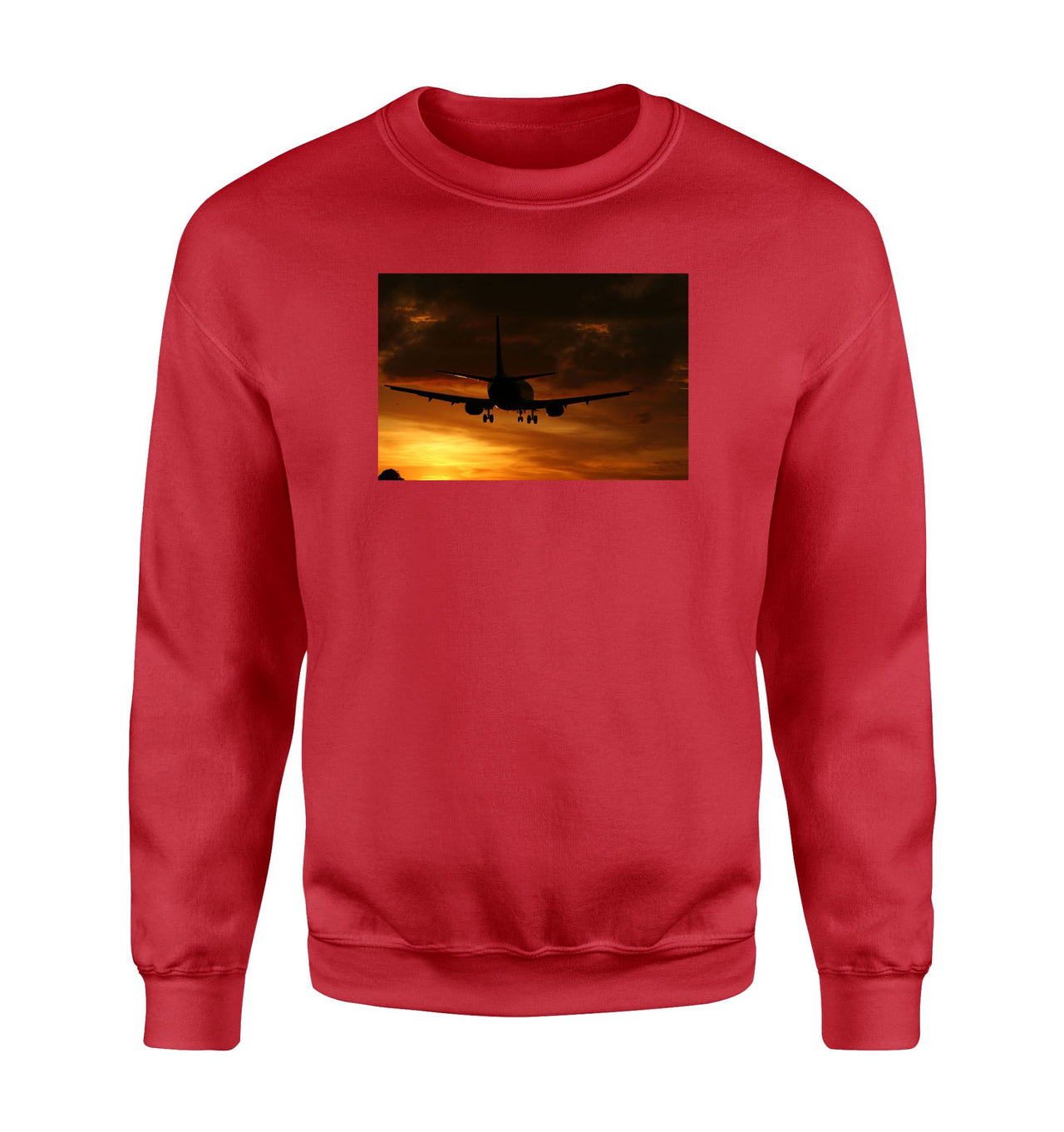 Beautiful Aircraft Landing at Sunset Designed Sweatshirts
