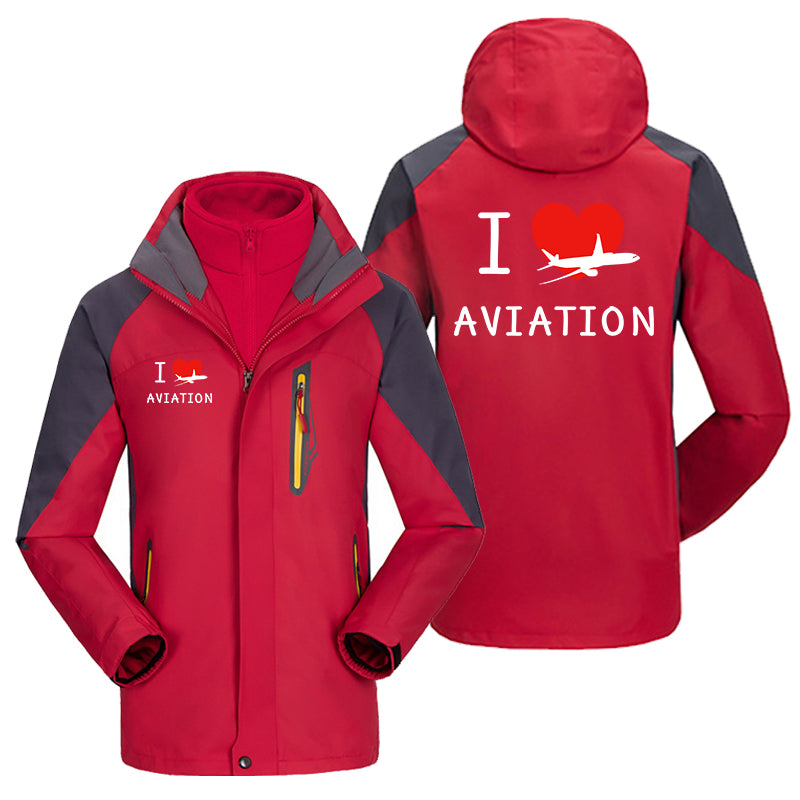 I Love Aviation Designed Thick Skiing Jackets