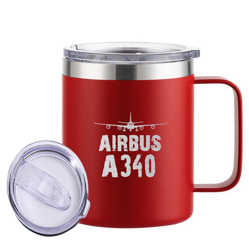 Airbus A340 & Plane Designed Stainless Steel Laser Engraved Mugs