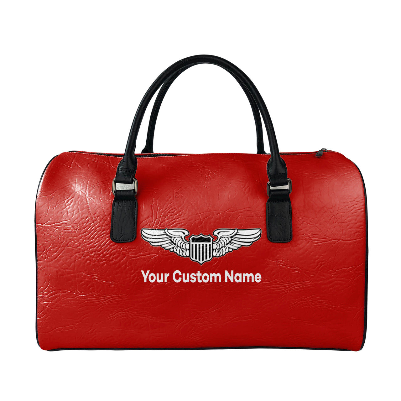 Custom Name (Military Badge ) Designed Leather Travel Bag