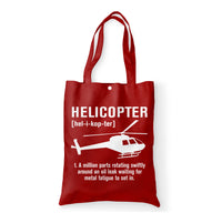 Thumbnail for Helicopter [Noun] Designed Tote Bags