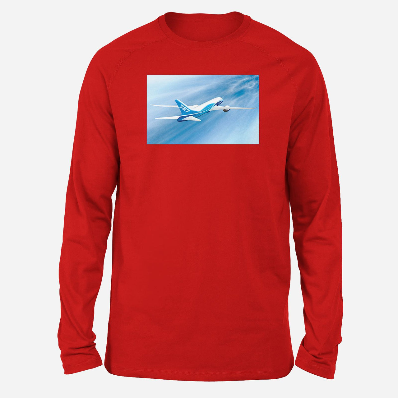 Beautiful Painting of Boeing 787 Dreamliner Designed Long-Sleeve T-Shirts