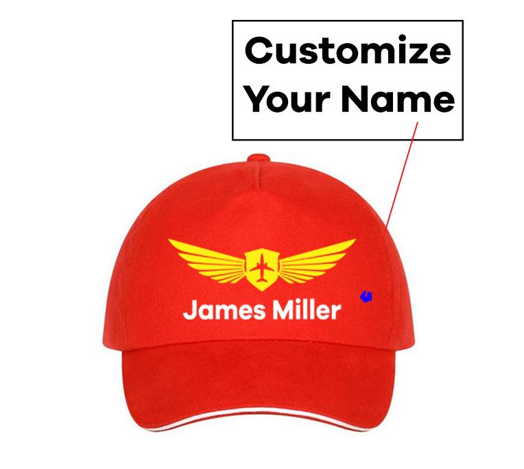 Customizable Name & Badge Designed Hats Pilot Eyes Store Red(Colour) 