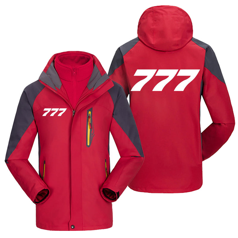 777 Flat Text Designed Thick Skiing Jackets