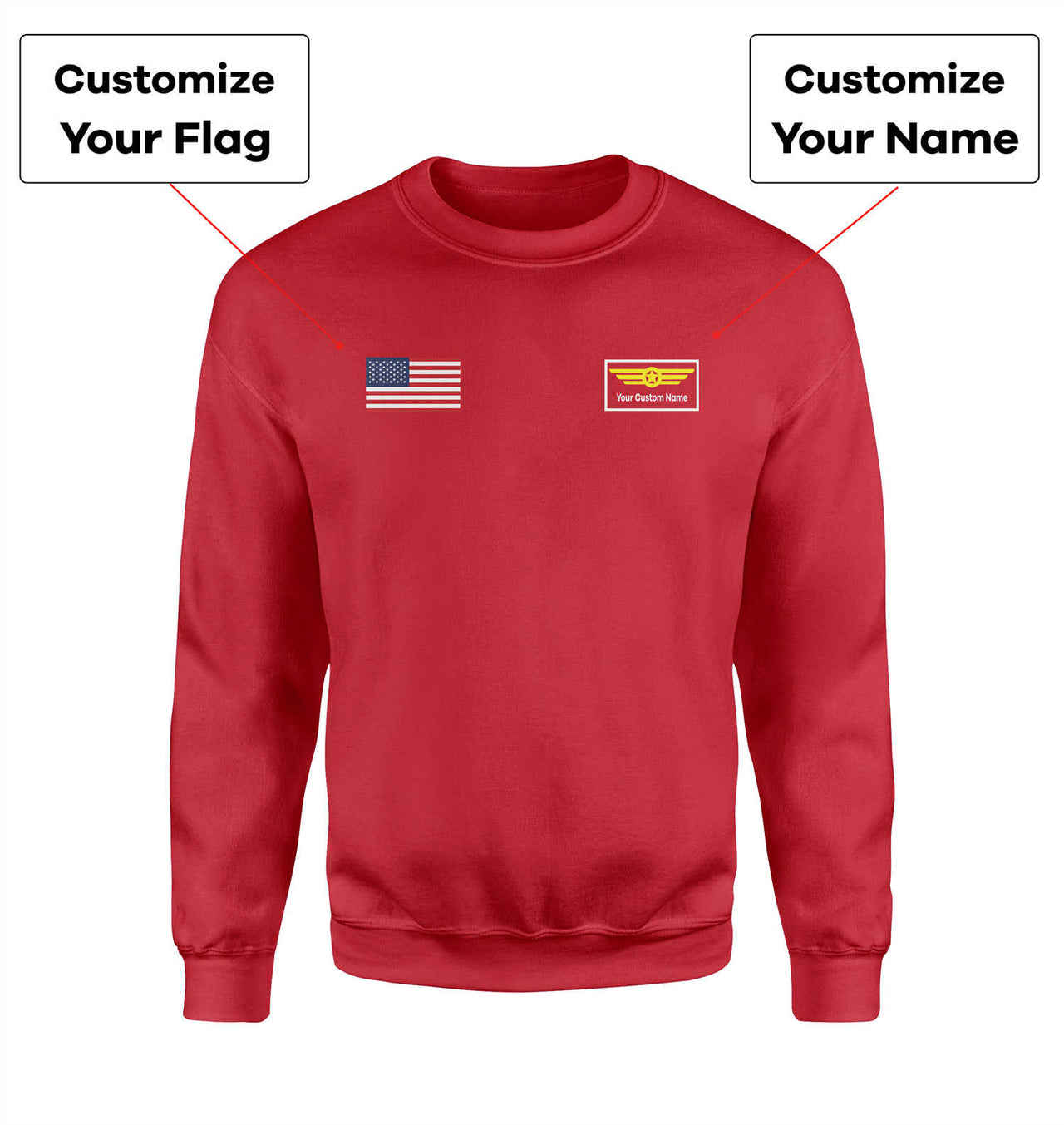 Custom Flag & Name with Badge Designed 3D Sweatshirts