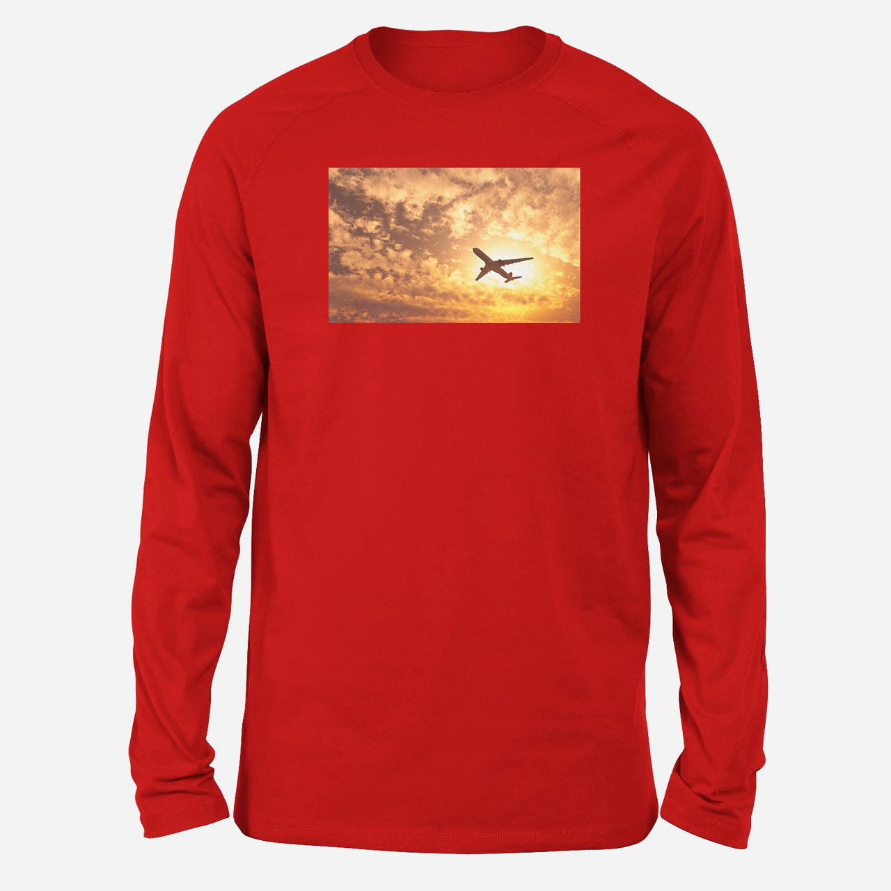 Plane Passing By Designed Long-Sleeve T-Shirts