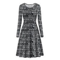 Thumbnail for Remove Before Flight 3-Black Designed Long Sleeve Women Midi Dress