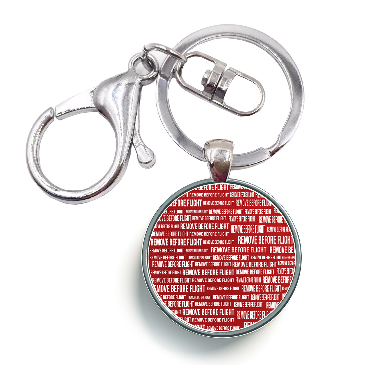 Remove Before Flight 3-Red Designed Circle Key Chains