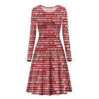 Thumbnail for Remove Before Flight 3-Red Designed Long Sleeve Women Midi Dress