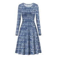 Thumbnail for Remove Before Flight 3Blue Designed Long Sleeve Women Midi Dress