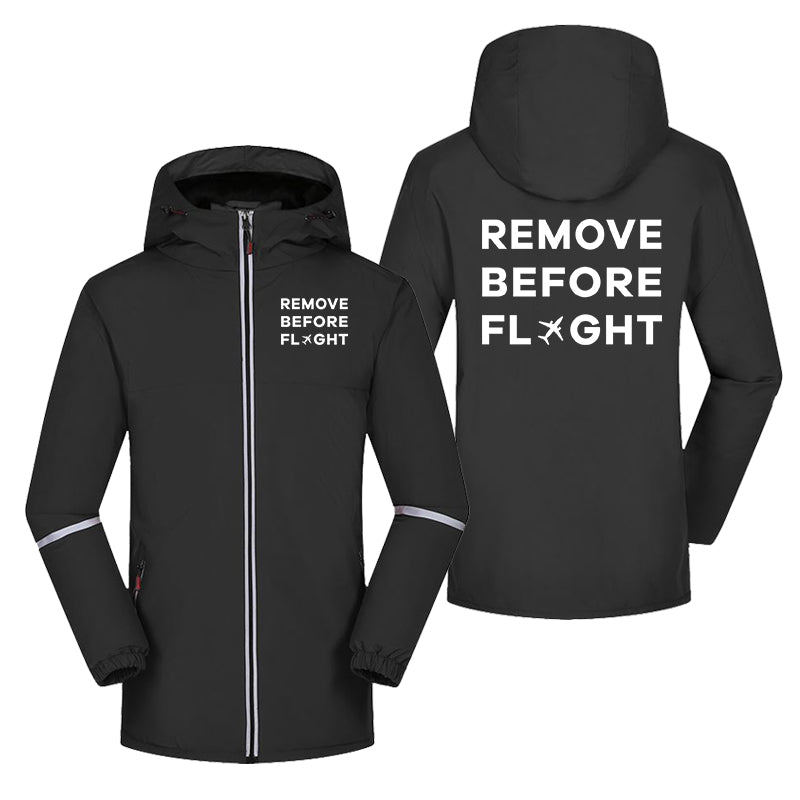Remove Before Flight Designed Rain Coats & Jackets