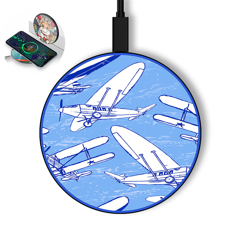 Retro & Vintage Airplanes Designed Wireless Chargers