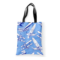 Thumbnail for Retro & Vintage Airplanes Designed Tote Bags