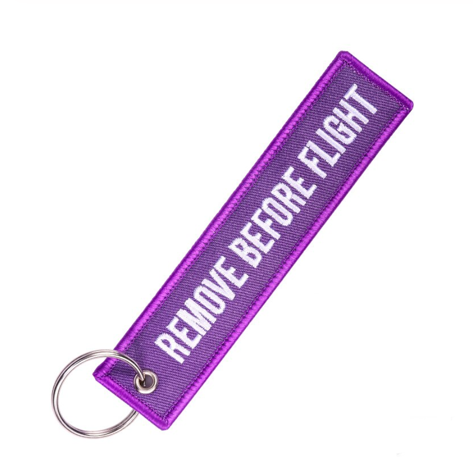 Remove Before Flight (Purple) Designed Key Chains