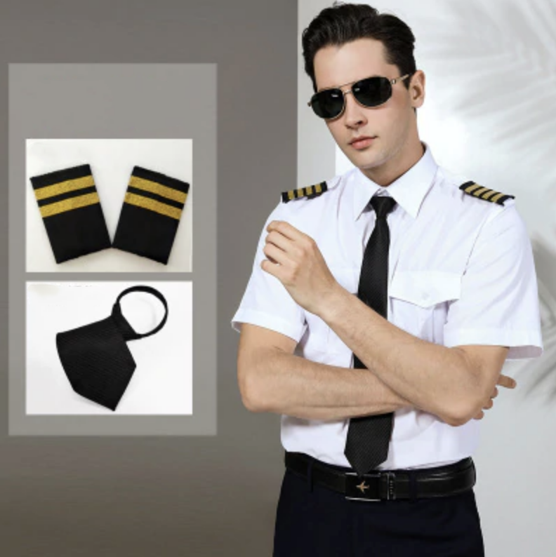 Super Quality Pilot Shirt + Epaullettes + Tie