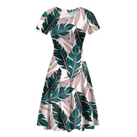 Thumbnail for Seamless Palm Leafs Designed Women Midi Dress