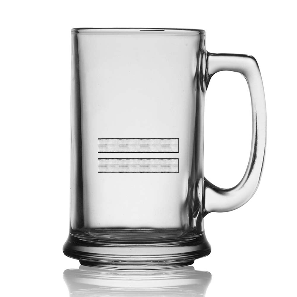 Silver Pilot Epaulettes 2 Lines Designed Beer Glass with Holder
