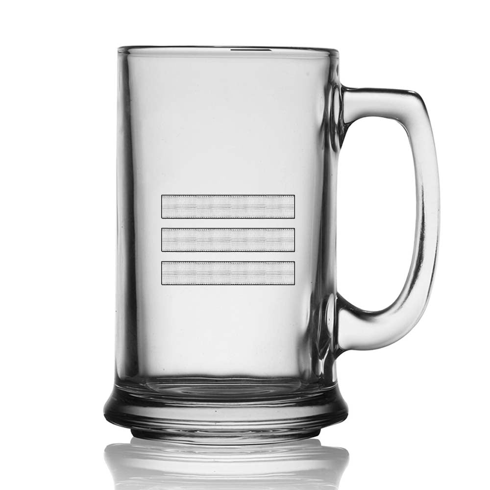 Silver Pilot Epaulettes 3 Lines Designed Beer Glass with Holder