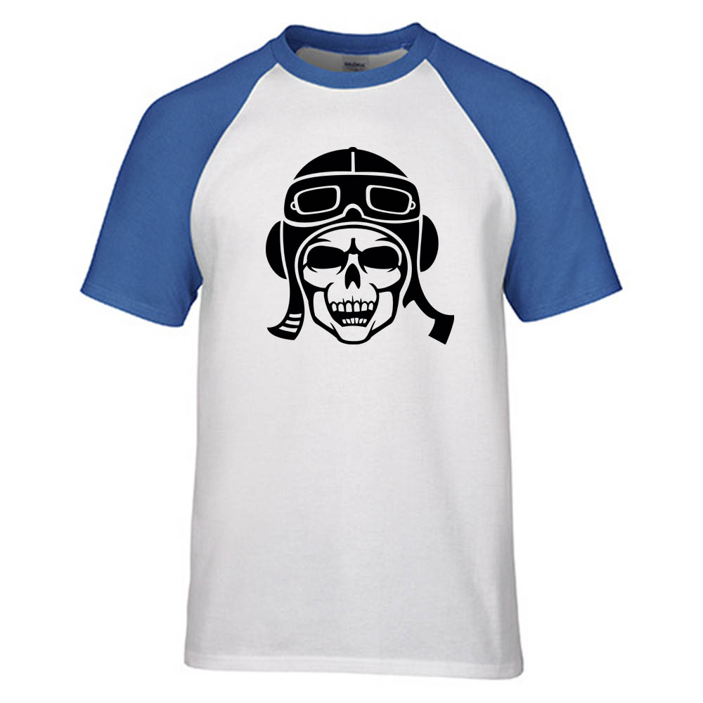 Skeleton Pilot Silhouette Designed Raglan T-Shirts