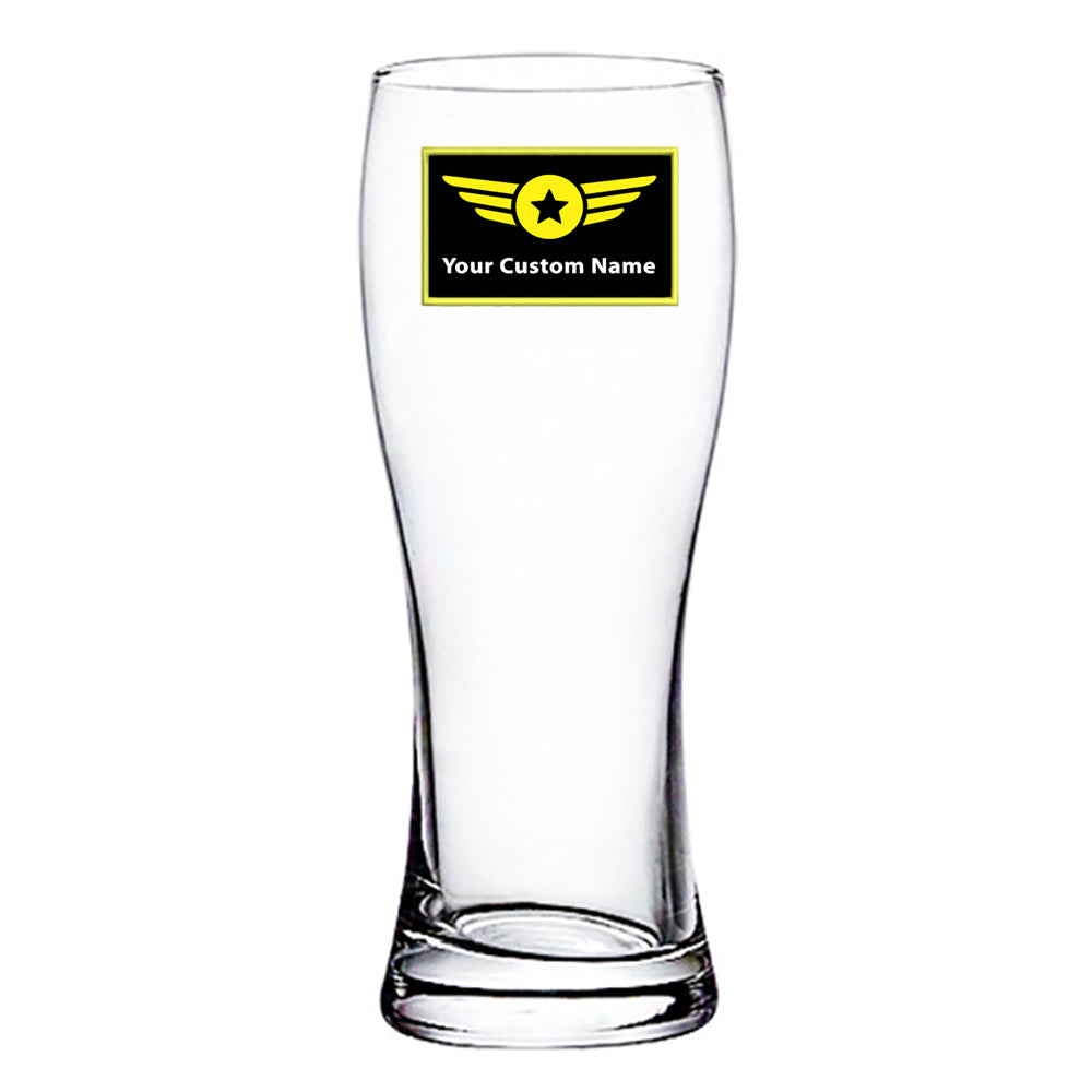 Custom Name "Special Badge" Designed Pilsner Beer Glasses