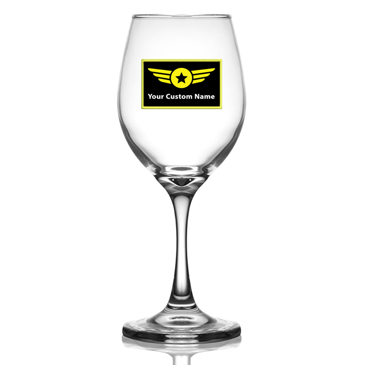 Custom Name "Special Badge" Designed Wine Glasses