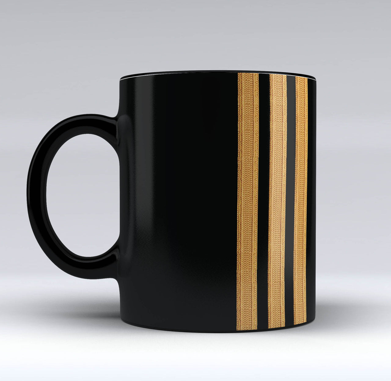 Special Golden Epaulettes (4,3,2 Lines) Designed Black Mugs