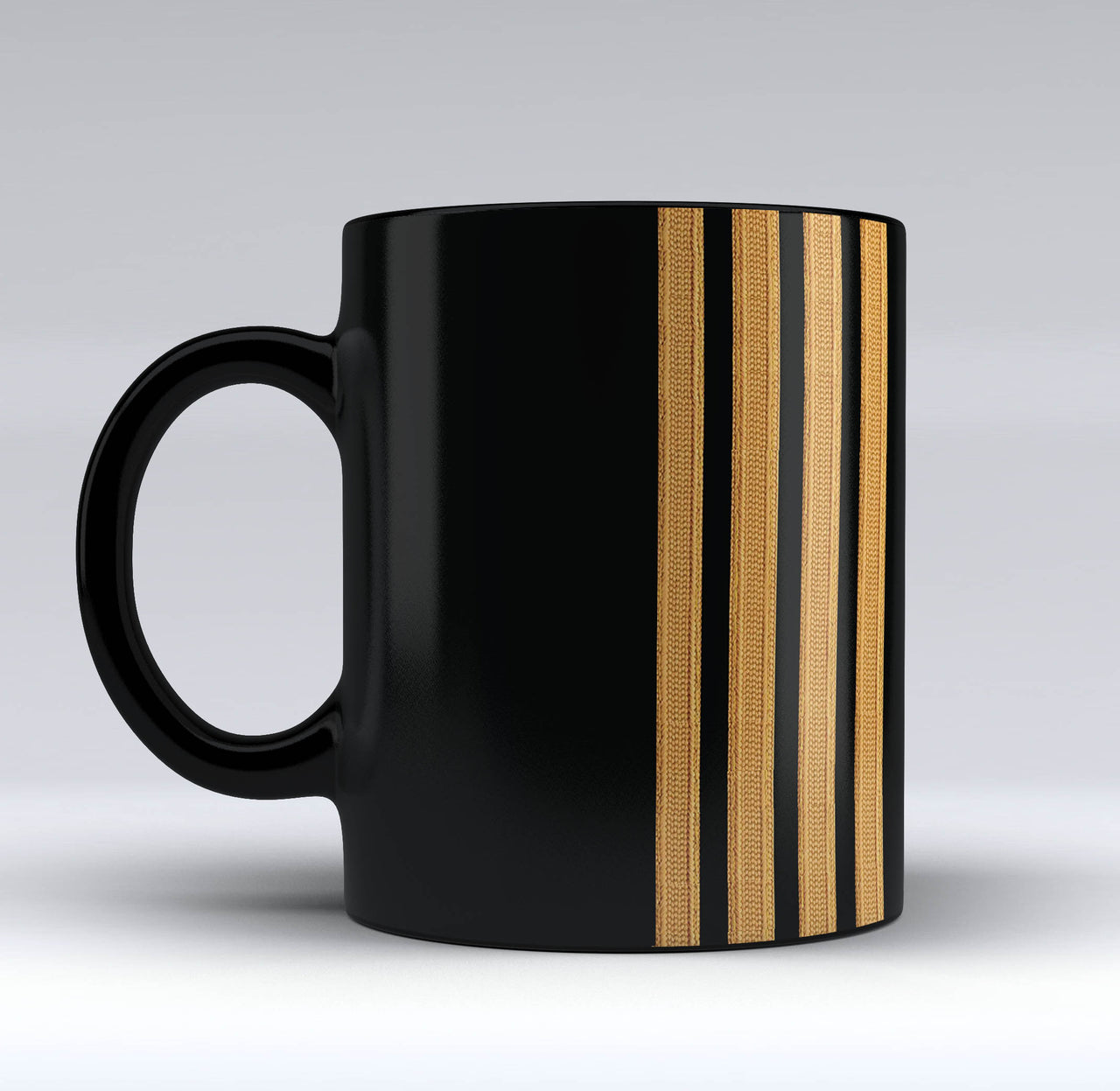 Special Golden Epaulettes (4,3,2 Lines) Designed Black Mugs