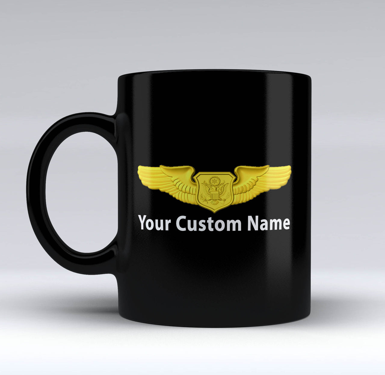 Custom Name "Special US Air Force" Designed Black Mugs