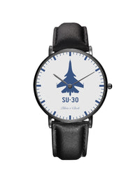 Thumbnail for Sukhoi SU-30 Leather Strap Watches Pilot Eyes Store Black & Black Leather Strap 