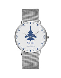 Thumbnail for Sukhoi SU-30 Stainless Steel Strap Watches Pilot Eyes Store Silver & Silver Stainless Steel Strap 