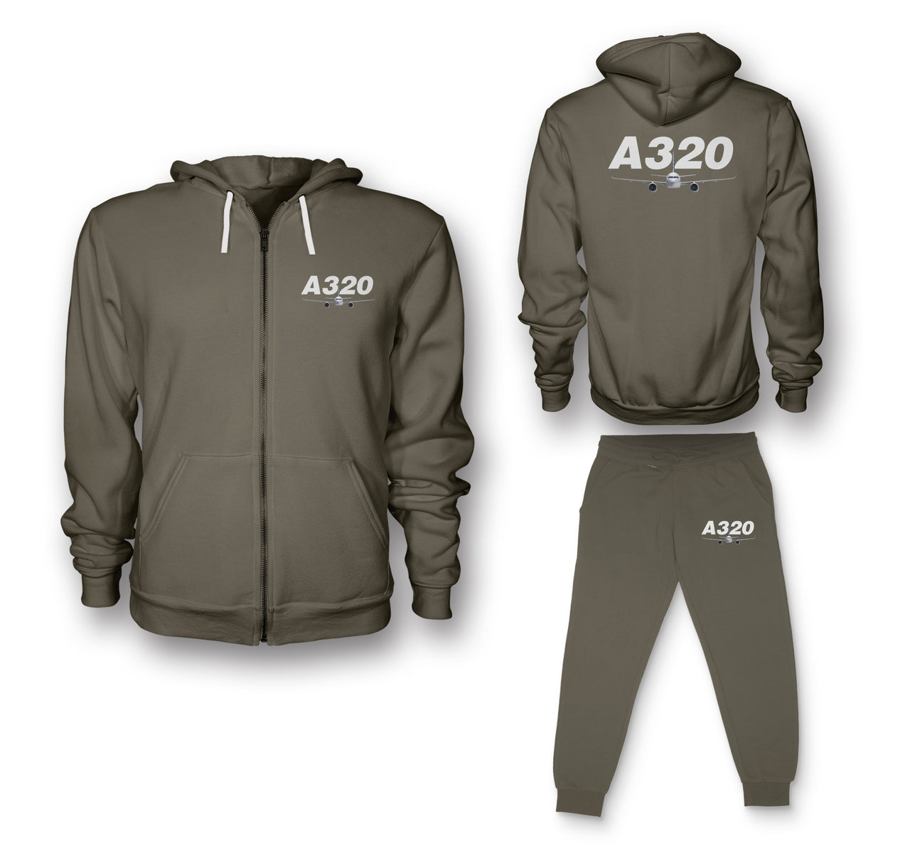 Super Airbus A320 Designed Zipped Hoodies & Sweatpants Set