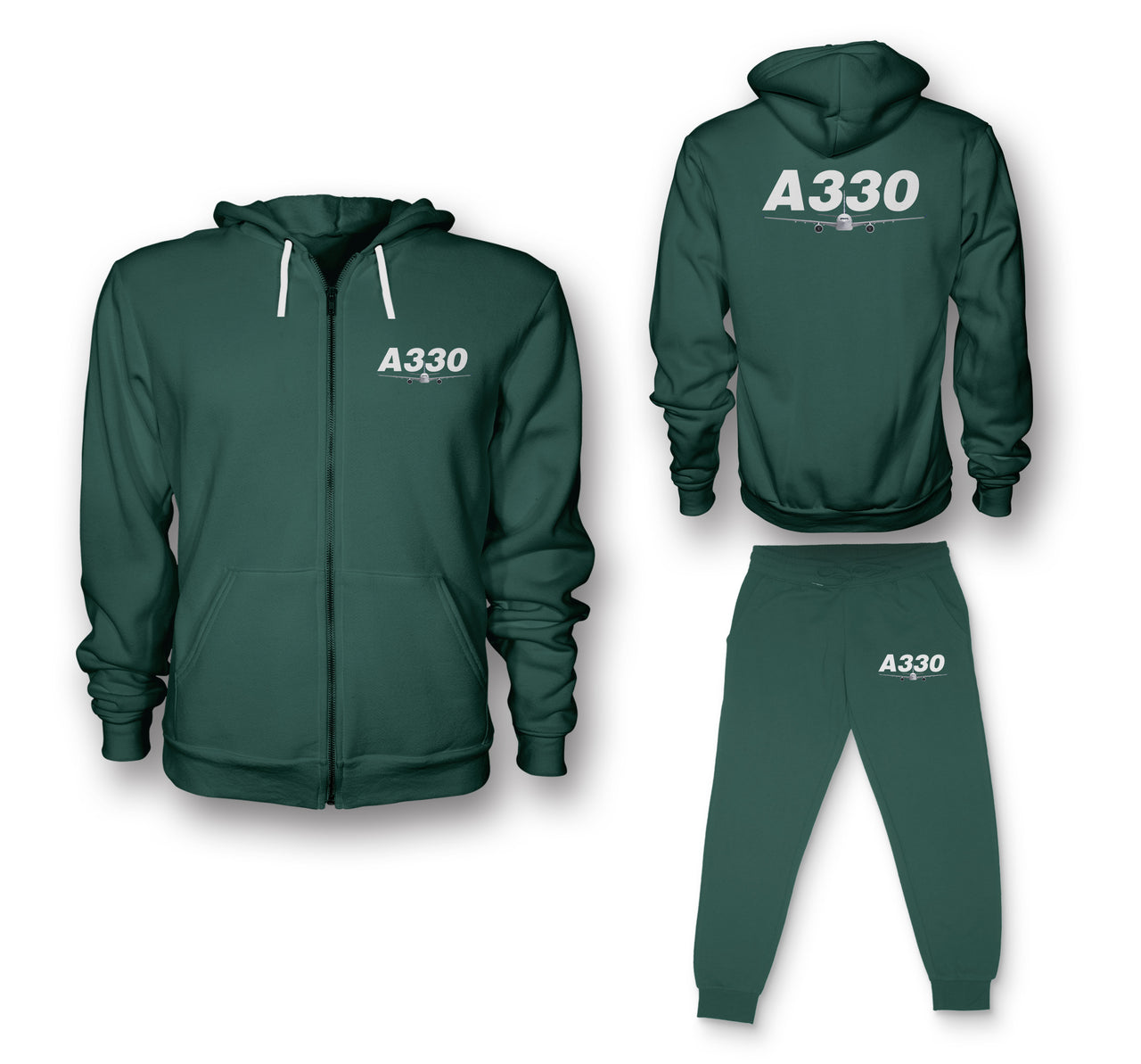 Super Airbus A330 Designed Zipped Hoodies & Sweatpants Set