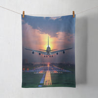 Thumbnail for Super Airbus A380 Landing During Sunset Designed Towels