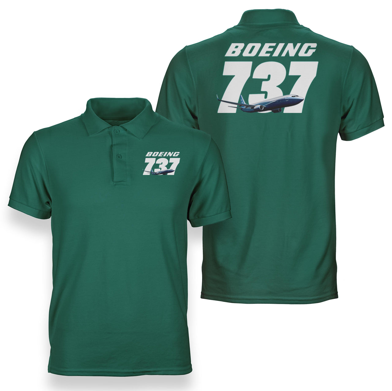 Super Boeing 737+Text Designed Double Side Polo T-Shirts