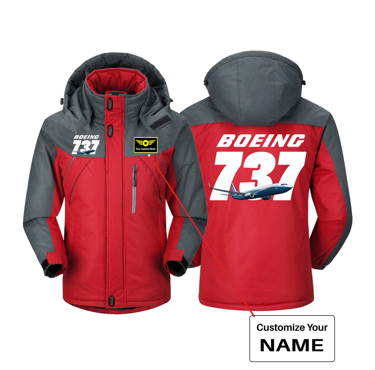 Super Boeing 737+Text Designed Thick Winter Jackets