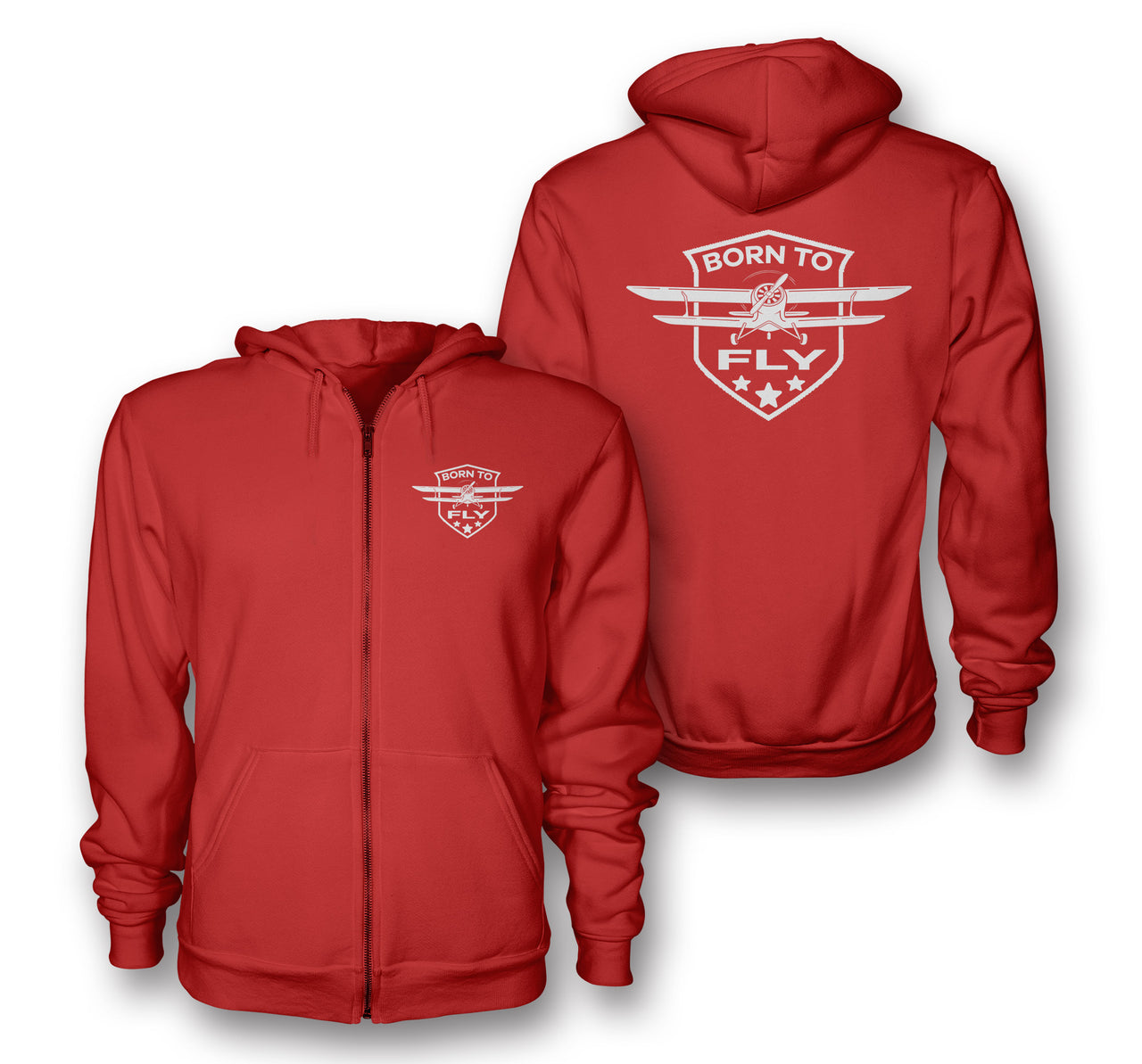 Super Born To Fly Designed Zipped Hoodies