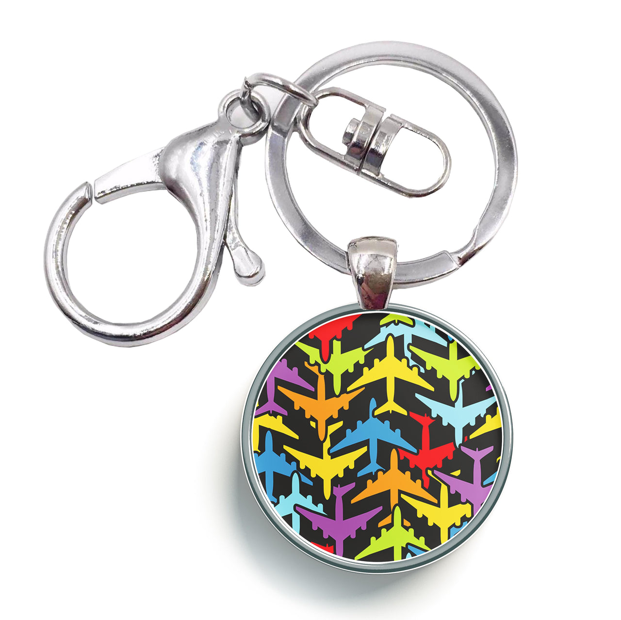 Super Colourful Airplanes Designed Circle Key Chains