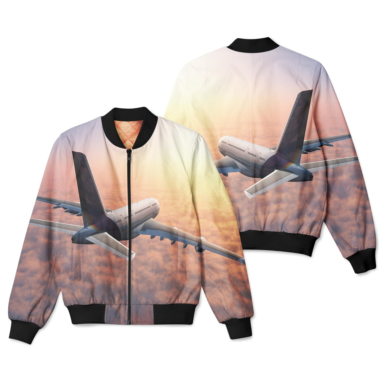 Super Cruising Airbus A380 over Clouds Designed 3D Pilot Bomber Jackets