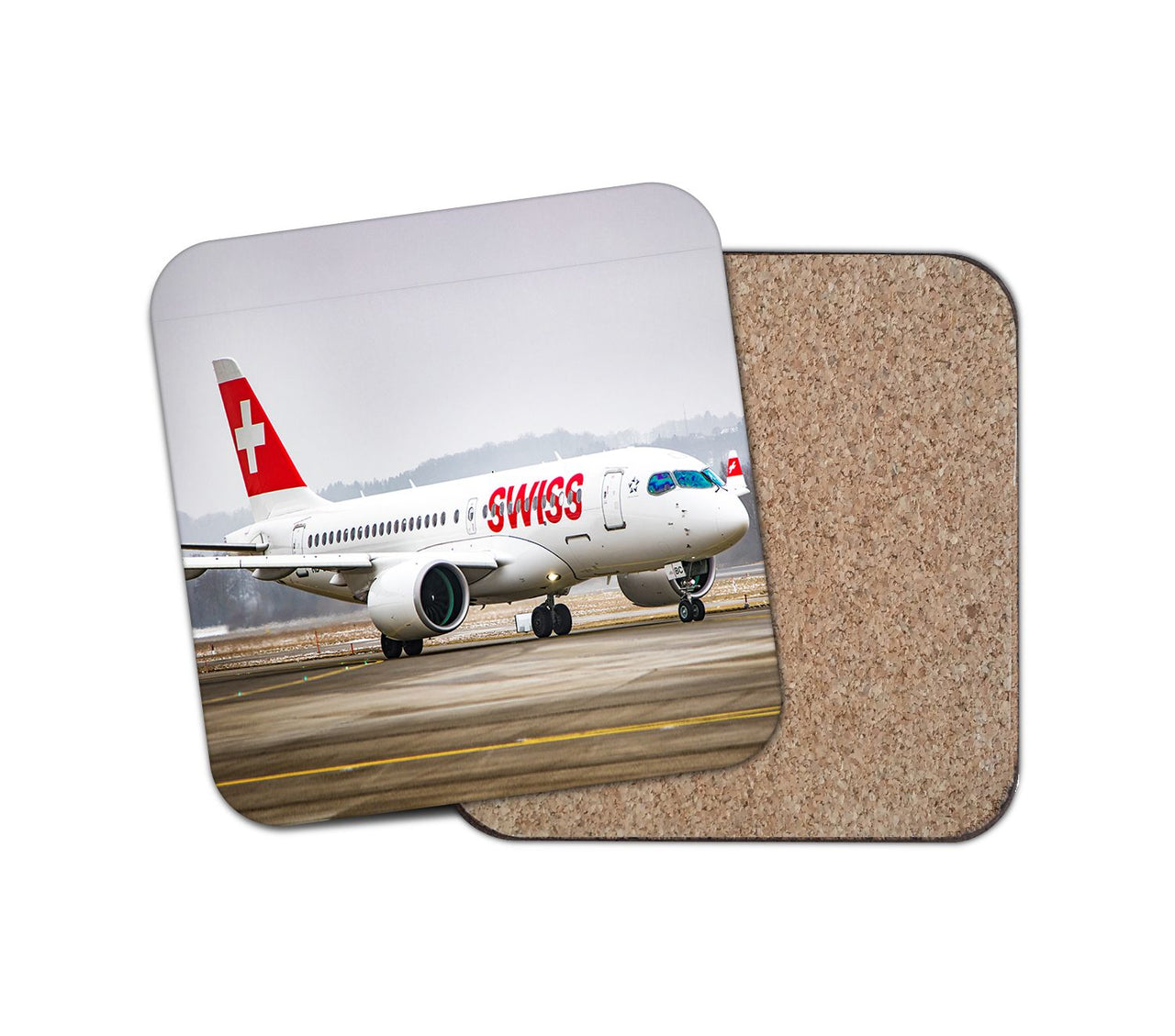 Swiss Airlines Bombardier CS100 Designed Coasters
