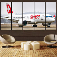 Thumbnail for Swiss Airlines Bombardier CS100 Printed Canvas Prints (5 Pieces) Aviation Shop 