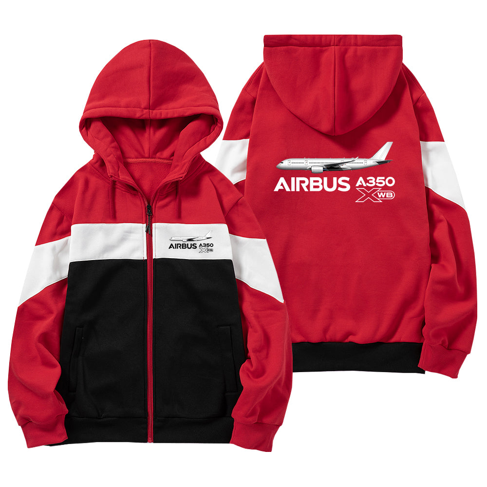 The Airbus A350 WXB Designed Colourful Zipped Hoodies