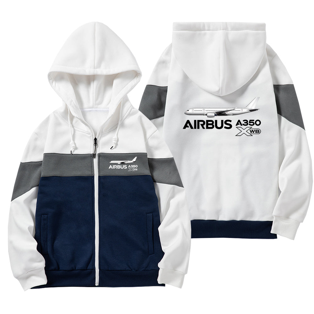 The Airbus A350 WXB Designed Colourful Zipped Hoodies
