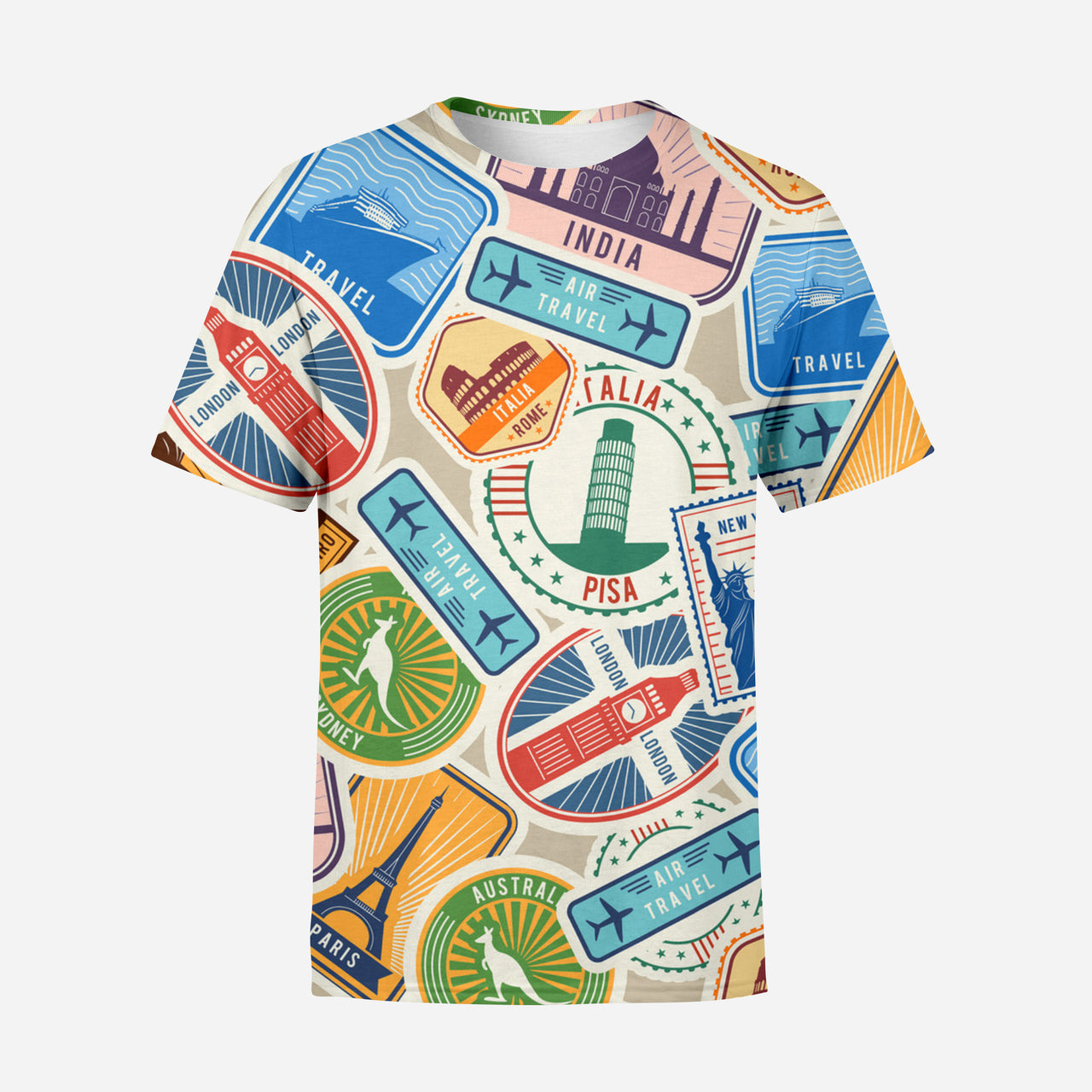 Travel Stickers Designed 3D T-Shirts