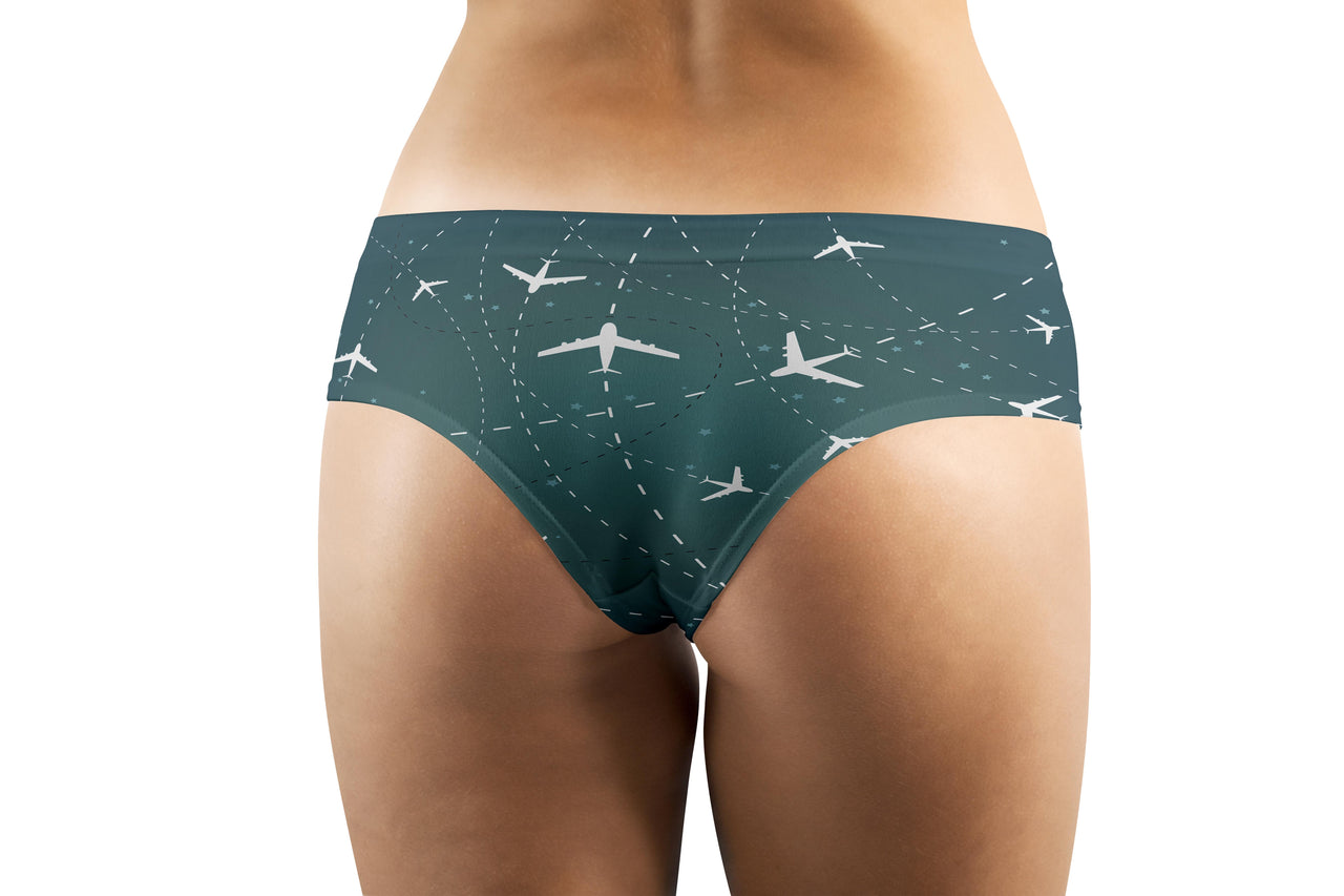 Travelling with Aircraft (Green) Designed Women Panties & Shorts